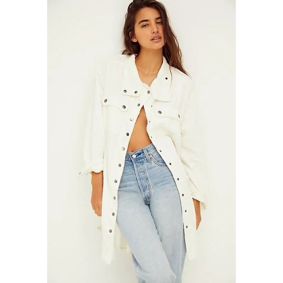 Free People Viena Cord Top Sz Small Oversized Sweater Top Corduroy Cream - Picture 1 of 3